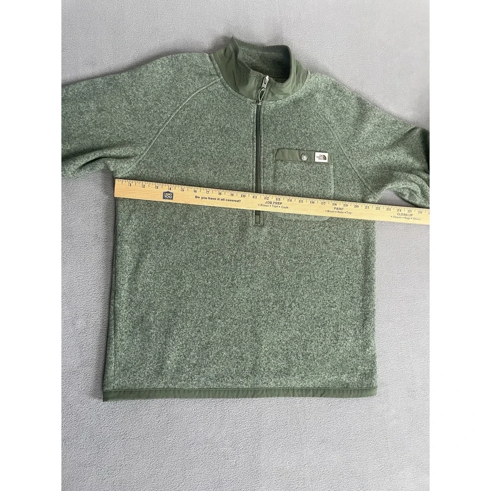 The North Face Fleece Pullover Mens Med Green Quarter Zip Chest Pocket